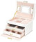 Podazz Caja Joyero de 3 Niveles, Joyeros Mujer Organizador con Asa y Espejo, 2 Cajones Estuche Rectangular para Guardar Joyas, Pendientes, Anillos y Collares, con llaves y cerraduras,Blanco