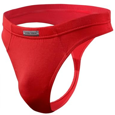 sesto senso Herr string tanga gjord av mikromodal kroppsbetonad andas och bekväm låg midja underkläder för män storlekar S–XXL, röd, M