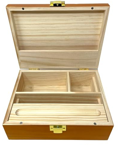 Rigasz Skull Deluxe Wooden Rolling Storage Box with 3 Compartments 21.5 x 17 x 8cm