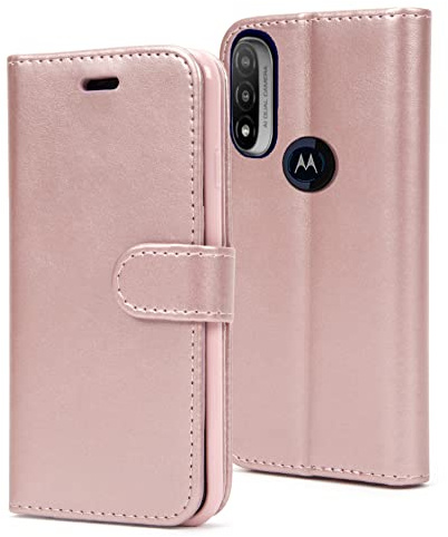 AMAZE!UK For Motorola Moto E20 / Moto E30 / Moto E40 Phone Case, Leather Flip Wallet Magnetic Closure Protective Book Cover (Rose Gold)