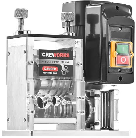 CREWORKS Elektrische Kabelabisoliermaschine 180W für 1,5-30 mm Kupferdrähte, Automatische Kabel Abisoliermaschine Abisolierzange für 0,06-1,2 Zoll Kupferdraht-Recycling, 5-Kanal-Kabelschälmaschine