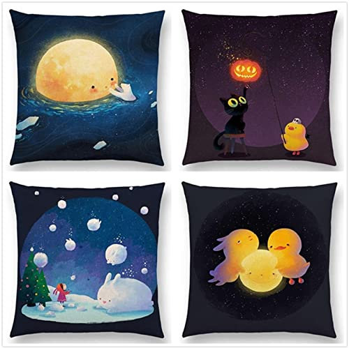 Tinnoon Kissenbezug 55x55cm 4er SetBoho Wohnzimmer Outdoor Deko, Schlafzimmer Zimmer Dekor Kissenhülle Kissenbezüge mit Verstecktem Reißverschluss, Couchkissen, Sofakissen Weinachten Sternentier