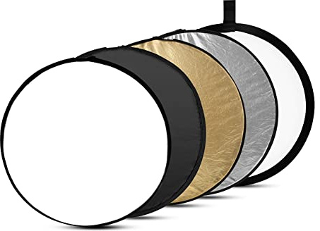 SMALLRIG 5-in-1 Photography Reflector, 43(110cm) Portable Light Reflectors Diffuser Collapsible Multi Disc, Translucent, Silver, Gold, White and Black for Studio and Outdoor Lighting - 4130
