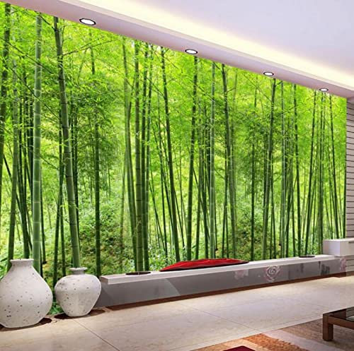 Fototapete 3D Grün&Bambus Wald Größe:W350CMxH256CM Wandgemälde Tapete 3D Tapeten Wohnzimmer Schlafzimmer TV Hintergrund Wand Dekoration