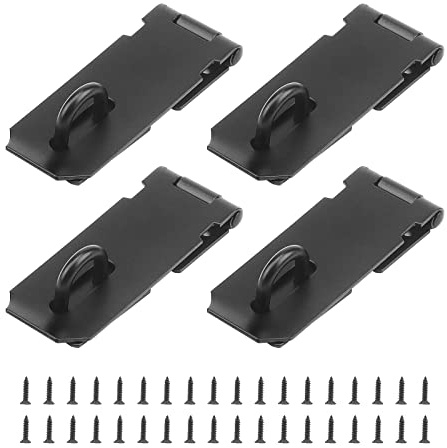 MANCHAP 4 PCS 4 Inch Black Padlock Hasp, 105mm Door Latch Lock Hasp for Garden Gate, Shed, Door Cabinet
