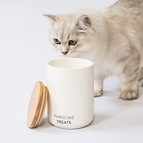 LucyBalu® SNACK BAR Luftdichte Katzenfutter Aufbewahrungsbox | Tierfutterbehälter für Katzen | Katzenfutter Dose | Trockenfutter Aufbewahrungsdose mit Deckel | Leckerli Dose | Katzen Futterbox | Weiß