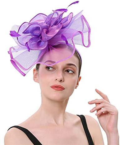 MILAX Fascinator Schwarz Women's Elegant Summer Fascinator Bridal Hat Hochzeit Braut Kopfschmuck Kopfschmuck Frauen Feder Fascinator Hut 50er Jahre Fascinator Hut Für Frauen