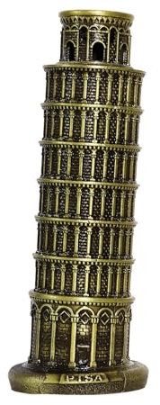 IUXROBU Estatua de la torre inclinada de Pisa, recuerdos de Italia, edificio emblemático de metal, modelo coleccionable, escultura de sala de estar, decoración para estante de escritorio