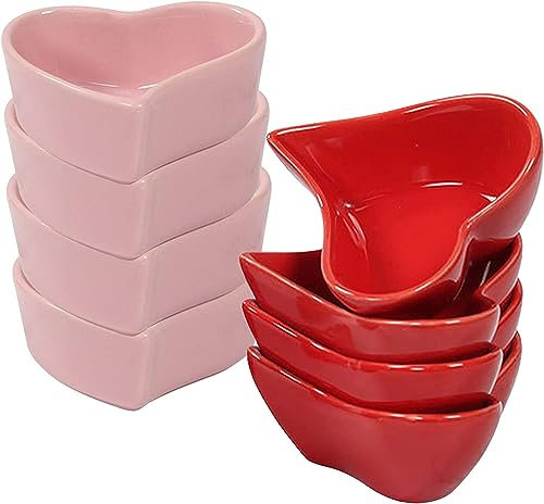 Soup Plate,Dinner Plate,Soup Mug,Heart Shaped Ramekins Set, 120ml, Creme Brulee Ramekins, Souffle Dish Oven Proof Dishes, Souffle Ramekins, Ramekins For Air Fryer-red-Set of 6 ( Color : Multi , Size :