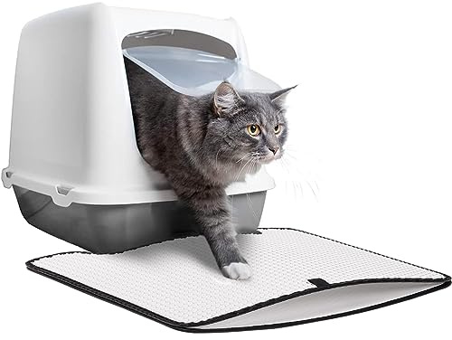 CanadianCat Company | Katzenklo Matte Katzenstreu Matte Weiss - Unterleger Vorleger Katzenmatte - wasserdicht doppelte Auffangschicht | Größe 53 x 45 cm
