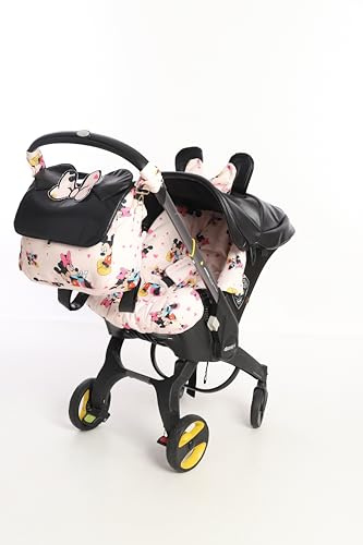 Boss and Baby Doona Handgjort barnvagnsskydd i bomull med taket, säte, axlar och grenar, rosa