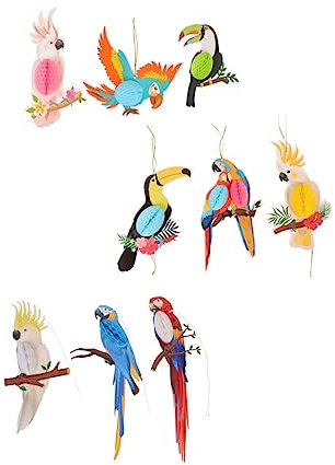 Zerodeko 9St Waben-Charme Vogelanhänger aus Papier Vögel Papierausschnitte sommerfest waben Dekor Geburtstagsgeschenk Vogelwabenverzierung Fenster schmücken Hawaii Bienenwabe Papagei