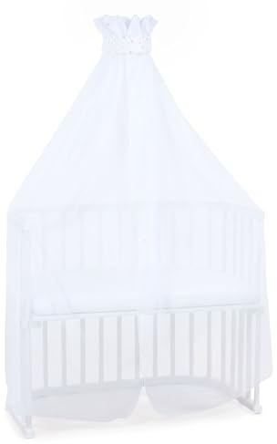 babybay Moskitoschutz und Himmel Piqué mit Band passend für alle Modelle bis 96 cm Länge, weiß Sternemix Sand/Beere