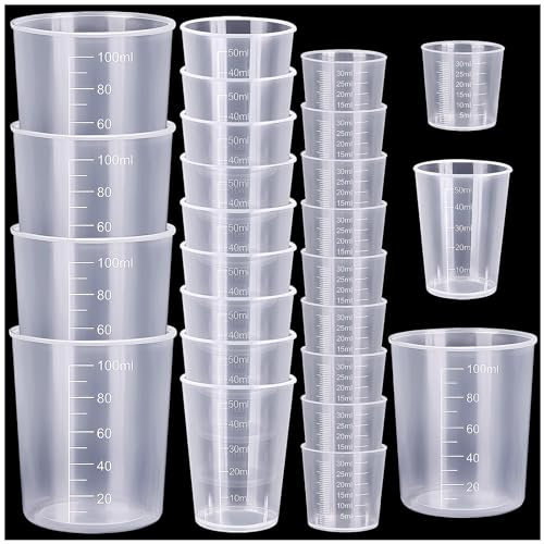 25 Pcs Plastic Measuring Cups, Resin Mixing Cups, Epoxy Mixing Cup, Paint Measuring Cup for Resin, Liquid Beakers 30ml 50ml 100ml