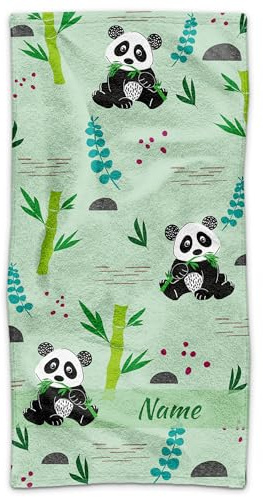 Print Royal PR Kinder-Handtuch mit Name personalisiert - Panda, Geschenk für Mädchen und Jungen, Handtuch Personalisieren | 50 x 100 cm