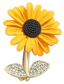 Sunflower Brooch - Yellow & Gold, 1 Pcs Pin Badge for Women's Scarf & Clothing Accessories