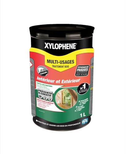 XYLOPHENE - Traitement Multi-usages Intérieur et Extérieur - Pour les Zones Difficiles d'Accès - Élimine Insectes et Termites - Formule renforcée en fongicide - Séchage rapide - 1L - Incolore