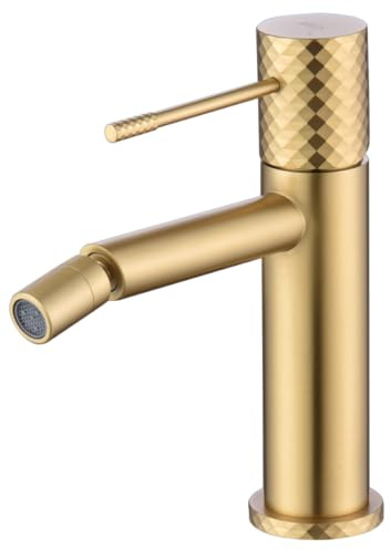 IMEX - Rubinetto Bidet Dorato | Rubinetto Monocomando Bidet Bagno Colore Oro Spazzolato | Rubinetto Bidet con Miscelatore Acqua Calda/Fredda | Rubinetteria Bidet | Facile Installazione | Serie Genova