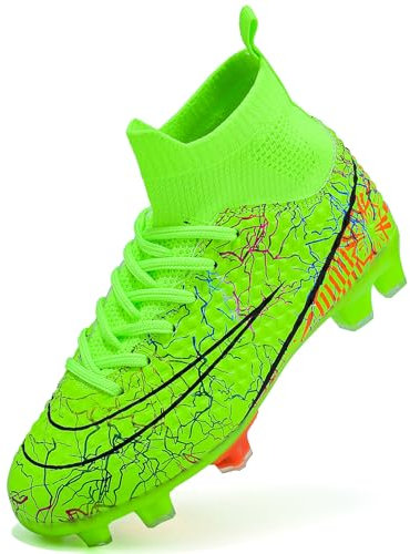 PiDaGlobal Zapatos de Fútbol Niño Calzado Profesional para Entrenamiento Aire Libre Zapatillas de Fútbol con Clavos Tacos de fútbol Adolescentes Botas de Fútbol 32EU Verde