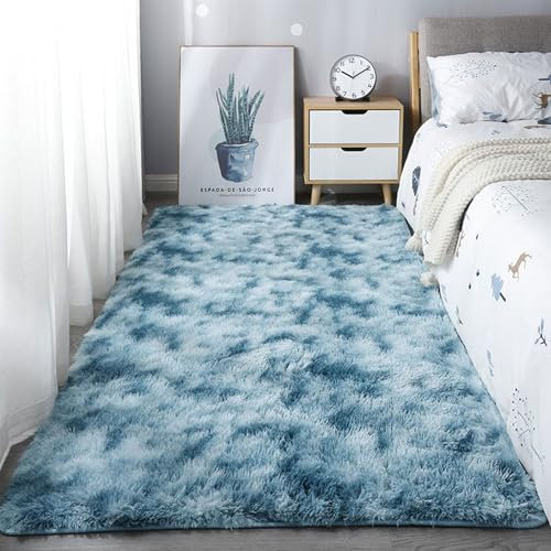 GOUSUN Alfombra de Lana 240 x 310 cm Durabilidad Garantizada Alfombra de Pelo Largo Fácil Limpieza para Interiores, Azul Cielo