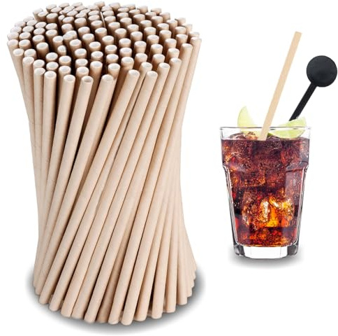 Papierstrohhalme, Strohhalme Papier (Durchmesser 6 mm 19,7 cm), Party Strohhalme, Geeignet für Cocktails, Kaffee und Feiern, Longdrink Partys (200, Kraftpapier Farbe)