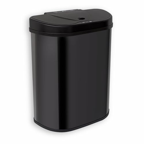 Rijoka Poubelle avec capteur double - 70 litres - 2 x 35 litres - Inox - Soft Close - Sans traces de doigts - Design moderne - Noir