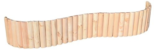 TIMBERMIK Bordura De Césped Y Huerto 30x200 cm – Valla De Jardín De Madera No Impregnada – Palisada Decorativa para Parterres Y Caminos – Borde De Césped Rollborder