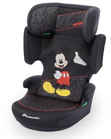 Bebeconfort Disney RoadSafe i-Size, Backrest Booster Car Seat, 3.5-12 Years (100-150cm), Mickey Mouse Car Seat, Foldable & Lightweight, Seat Belt Installation, 14 Headrest Positions, Authentic Mickey