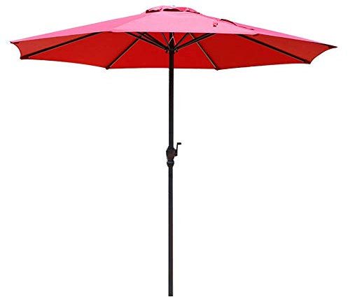 OOMRNV Ombrellone da Giardino, Ombrellone da Esterno | 2,7 M | con Manovella, Protezione UV Rotonda, Antipioggia, Parasole Compatto per Spiaggia, Gazebo, Balcone, T,Red