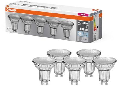 Osram Spot LED Culot PAR16 4,3 W 840, blanc froid 4000 K, GU10, 36°, 350 lm, gestion thermique
