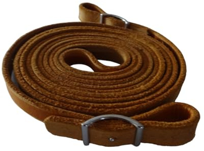 Krambambulishop.de Superweiche handgefertigte Lederzügel mit Wiegeschnalle Silberfarbig, Fettleder, Robust, in Verschiedenen Längen, Schwarz, Braun, Cognac, 12mm breit (Cognac, 3m)