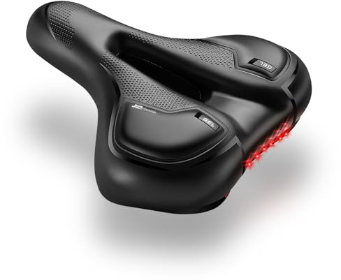 Focenat Selle de Vélo Ultra Confortable, Selle Velo Ergonomique avec Boule d'Amortisseur à Double Ressort et Bandes Réfléchissantes, Selles Velo Respirant Homme et Femme pour Vélo de Ville/VTT