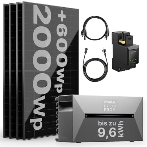 Anker SOLIX Solarbank 2 E1600 PRO 1,6kWh +Balkonkraftwerk 2000Wp 4x500Wp PV-Module