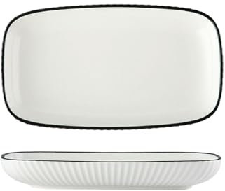 Bol à soupe en céramique simple, exquis et créatif - Assiette rectangulaire blanche de 25,4 cm