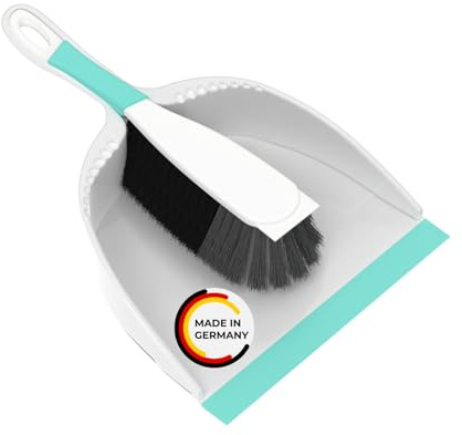 Rival Kehrgarnitur mit Lippe & gummiertem Griff türkis – Handfeger & Schaufel mit Rosshaarmischung – ergonomisch geformtes Besen & Kehrschaufel Set – Kehrschaufel & Handfeger für Drinnen & Draußen