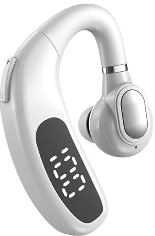 Oreillette Bluetooth mains libres unique intra-auriculaire de bureau mains libres avec micro ENC suppression du bruit IPX5 étanche sans fil crochet d'oreille écouteurs 30 heures de lecture HD appel