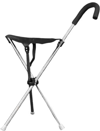 Canne de marche avec siège, ergonomique, réglable et légère | Canne pliante avec siège – Pour voyage, randonnée, assise en plein air, parc urbain