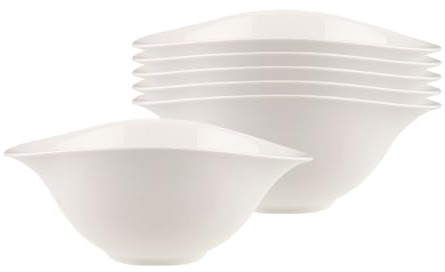 Villeroy & Boch - Vapiano Salatschalen-Set 6 teilig weiß, Spülmaschinenfest, Mikrowellensicher, Salatteller, Servierschüsseln, Geschirr, Keramik Schalen, Schüsseln, Salatschüsseln, Premium Porzellan