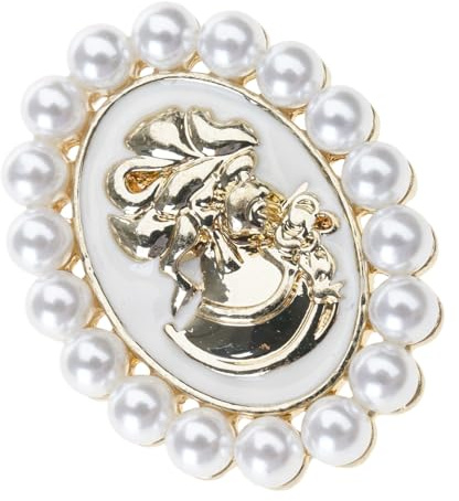 Viktorianische Kamee-Brosche mit Strasssteinen und Perlen, Akzent für Frauen, eleganter Vintage-Schmuck, Damen, personalisierbar, Vintage-Brosche mit Gravur, Large, Wie beschrieben