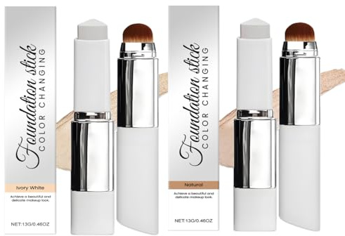 Farbwechselnde Grundierung, 2 Stück Color Changing Foundation Stick, 2-in-1 Concealer & Primer, Langanhaltend, Natürliches Finish, Leichte Textur, White foundation für Alle Hauttypen(ivory & Natural)