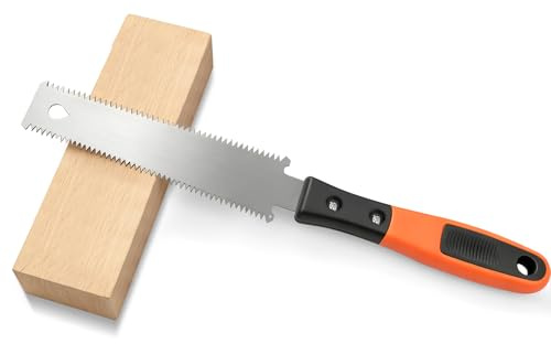 Adiwo Japanese Hand Saw for Woodworking, Double Edge & Flush Cut Saws, Tooth 7/9 TPI, Double Edge Pull Saw, Compact Fine Tooth Saw for Woodworking, DIY, Carpentry, Craft, Trim