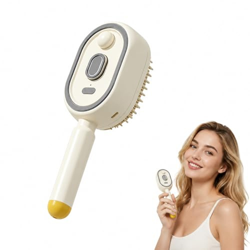 Kmittity - Peine de masaje con aire en spray eléctrico, 3 en 1, almohadilla de aire con masaje recargable, cepillo de masaje para el cuero cabelludo, desenredante, para cabello húmedo, seco y rizado