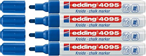 Edding 4095 Fenster- / Kreidemarker, Rundspitze ca. 2-3 mm (schmal, rot, 4)
