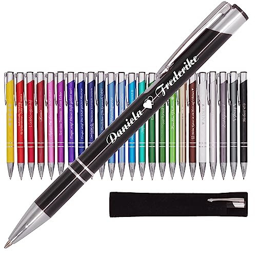 BIASTO Mitbringsel & Geschenk in Premium-Qualität: personalisierter Metall-Kugelschreiber mit Gravur, Stift mit Name (Schwarz)