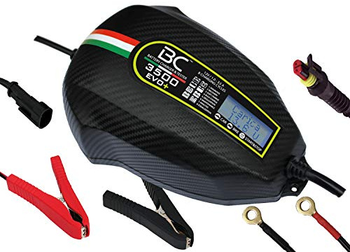 BC Battery Controller BC 3500 EVO+, Digitales Batterieladegerät und Erhaltungsladegerät mit LCD, Batterie- und Ladesystem-Prüfgerät für alle 12V Blei-Säure Autobatterien und Motorradbatterien, 3.5A/1A