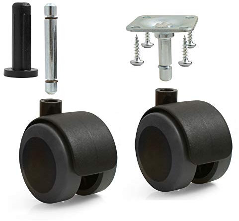 Design61 4er Set Universal Möbelrollen mit Bremse Lenkrollen Bodenschutz Rollen mit Feststeller Anschraubplatte und Hülse Stift