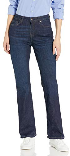 Amazon Essentials Damen Stretchige Slim-Bootcut-Jeans Mittelhoher Bund - Auslaufmodell, Dunkle Waschung, 44 Kurz