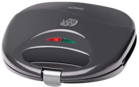 Bomann ST 5016 CB Sandwichmaker, elektrischer Sandwichtoaster, Sandwich-Maker mit dreieckigen Sandwichplatten (antihaftbeschichtet), automatischer Temperaturregler, 750 Watt, Grau