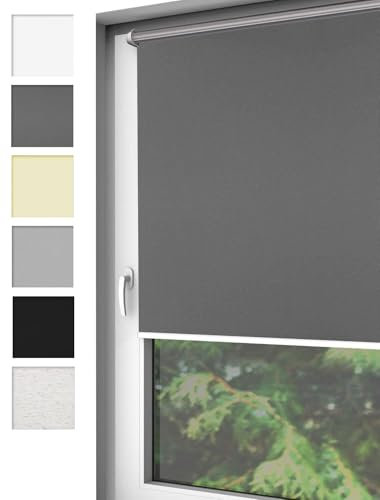 Home-Vision® Verdunkelungsrollo Klemmfix, ohne Bohren mit Klämmträgern, Fensterrollo, Seitenzugrollo, Verdunklungsrollo, Lichtundurchlässig Thermorollo (Graphit, B45cm x H150cm)