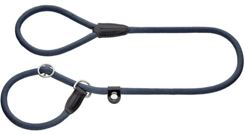 HUNTER Retriever-Hundeleine Freestyle EIBY, Farbe: blau, stufenlos verstellbar, integrierte Halsung, Robustes, wetterfestes Polyamid-Tau, pflegeleicht, mit Lederkappen, griffig, Größe: 8/170